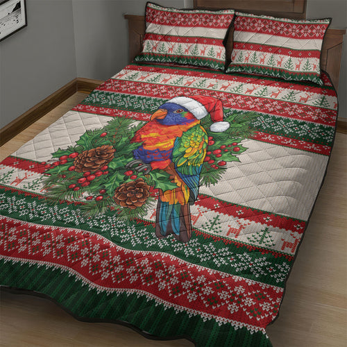 Aussie Rainbow Lorikeets Christmas Quilt Bed Set Festive Knitted Pattern Inspired