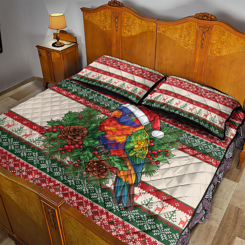 Aussie Rainbow Lorikeets Christmas Quilt Bed Set Festive Knitted Pattern Inspired