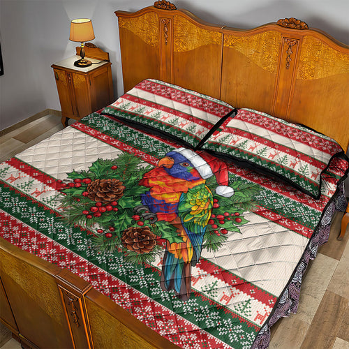 Aussie Rainbow Lorikeets Christmas Quilt Bed Set Festive Knitted Pattern Inspired