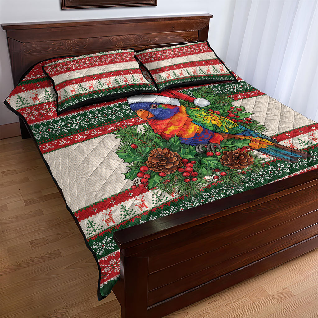 Aussie Rainbow Lorikeets Christmas Quilt Bed Set Festive Knitted Pattern Inspired