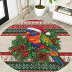 Aussie Rainbow Lorikeets Christmas Round Carpet Festive Knitted Pattern Inspired