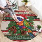 Aussie Rainbow Lorikeets Christmas Round Carpet Festive Knitted Pattern Inspired