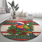 Aussie Rainbow Lorikeets Christmas Round Carpet Festive Knitted Pattern Inspired