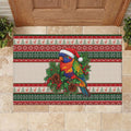 Aussie Rainbow Lorikeets Christmas Rubber Doormat Festive Knitted Pattern Inspired