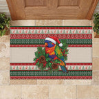 Aussie Rainbow Lorikeets Christmas Rubber Doormat Festive Knitted Pattern Inspired