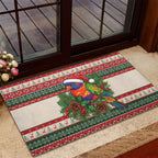 Aussie Rainbow Lorikeets Christmas Rubber Doormat Festive Knitted Pattern Inspired