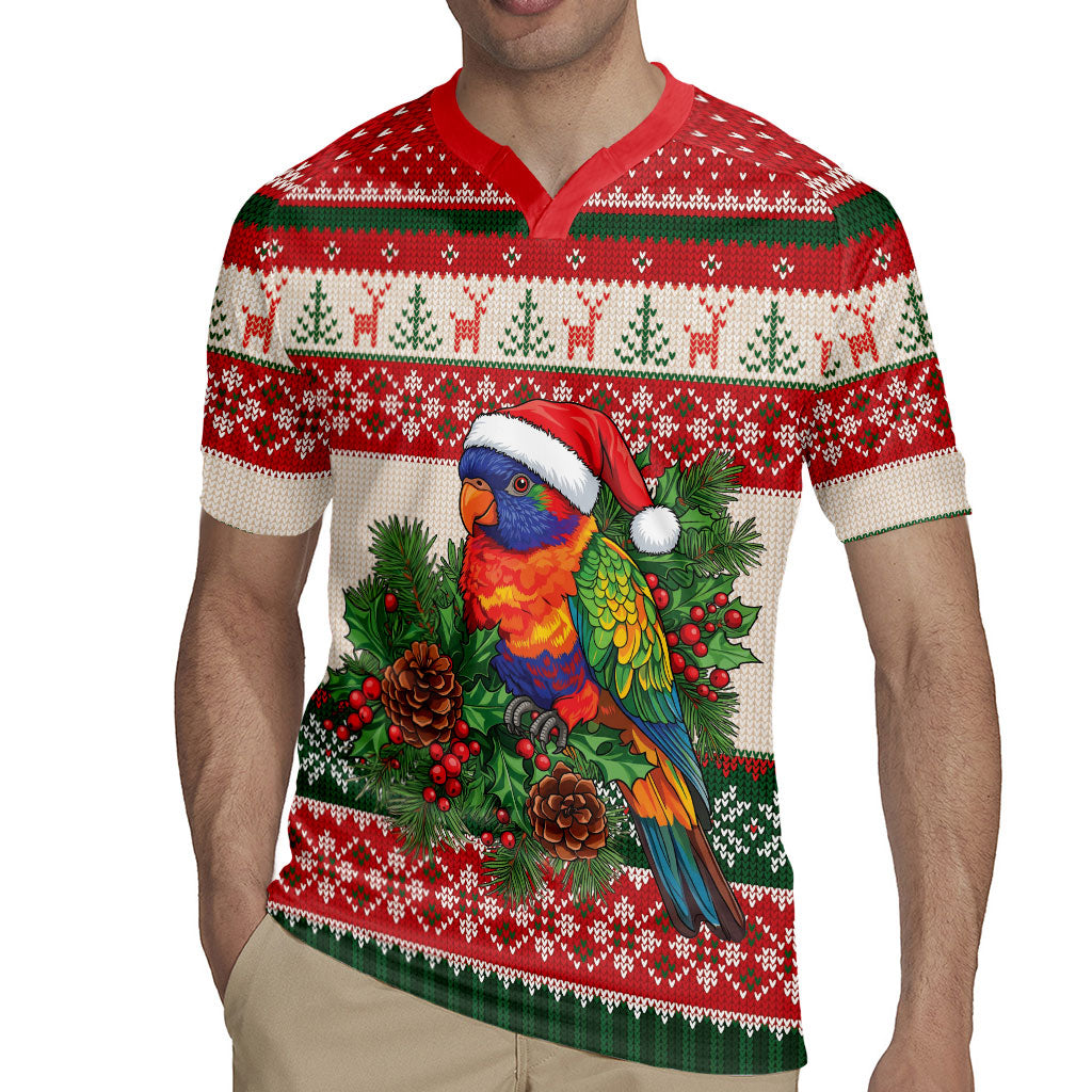 Aussie Rainbow Lorikeets Christmas Rugby Jersey Festive Knitted Pattern Inspired