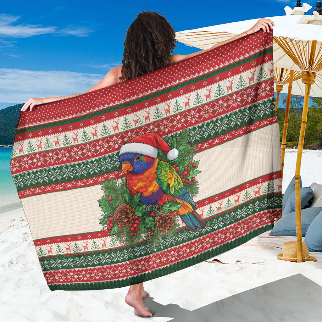 Aussie Rainbow Lorikeets Christmas Sarong Festive Knitted Pattern Inspired