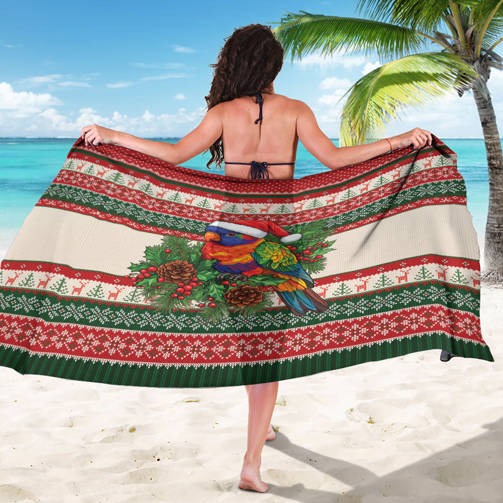 Aussie Rainbow Lorikeets Christmas Sarong Festive Knitted Pattern Inspired