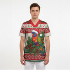 Aussie Rainbow Lorikeets Christmas Scrub Top Festive Knitted Pattern Inspired