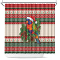 Aussie Rainbow Lorikeets Christmas Shower Curtain Festive Knitted Pattern Inspired
