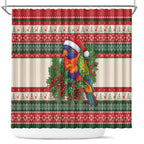 Aussie Rainbow Lorikeets Christmas Shower Curtain Festive Knitted Pattern Inspired