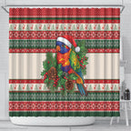 Aussie Rainbow Lorikeets Christmas Shower Curtain Festive Knitted Pattern Inspired