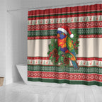 Aussie Rainbow Lorikeets Christmas Shower Curtain Festive Knitted Pattern Inspired