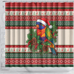 Aussie Rainbow Lorikeets Christmas Shower Curtain Festive Knitted Pattern Inspired