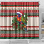 Aussie Rainbow Lorikeets Christmas Shower Curtain Festive Knitted Pattern Inspired