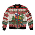 Aussie Rainbow Lorikeets Christmas Sleeve Zip Bomber Jacket Festive Knitted Pattern Inspired