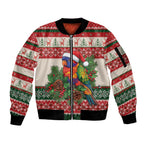 Aussie Rainbow Lorikeets Christmas Sleeve Zip Bomber Jacket Festive Knitted Pattern Inspired