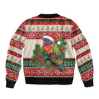 Aussie Rainbow Lorikeets Christmas Sleeve Zip Bomber Jacket Festive Knitted Pattern Inspired