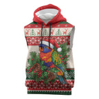 Aussie Rainbow Lorikeets Christmas Sleeveless Hoodie Festive Knitted Pattern Inspired