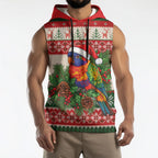 Aussie Rainbow Lorikeets Christmas Sleeveless Hoodie Festive Knitted Pattern Inspired