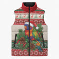 Aussie Rainbow Lorikeets Christmas Sleeveless Puffer Jacket Festive Knitted Pattern Inspired