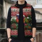 Aussie Rainbow Lorikeets Christmas Sleeveless Puffer Jacket Festive Knitted Pattern Inspired