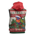 Aussie Rainbow Lorikeets Christmas Sleeveless Zip Hoodie Festive Knitted Pattern Inspired