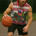 Aussie Rainbow Lorikeets Christmas Sleeveless Zip Hoodie Festive Knitted Pattern Inspired
