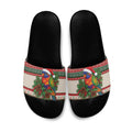 Aussie Rainbow Lorikeets Christmas Slide Sandals Festive Knitted Pattern Inspired
