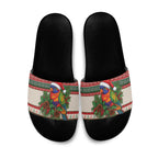 Aussie Rainbow Lorikeets Christmas Slide Sandals Festive Knitted Pattern Inspired