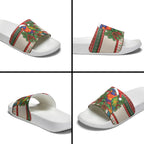 Aussie Rainbow Lorikeets Christmas Slide Sandals Festive Knitted Pattern Inspired