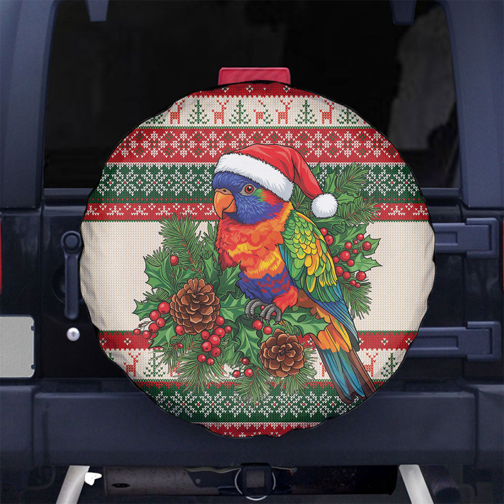 Aussie Rainbow Lorikeets Christmas Spare Tire Cover Festive Knitted Pattern Inspired