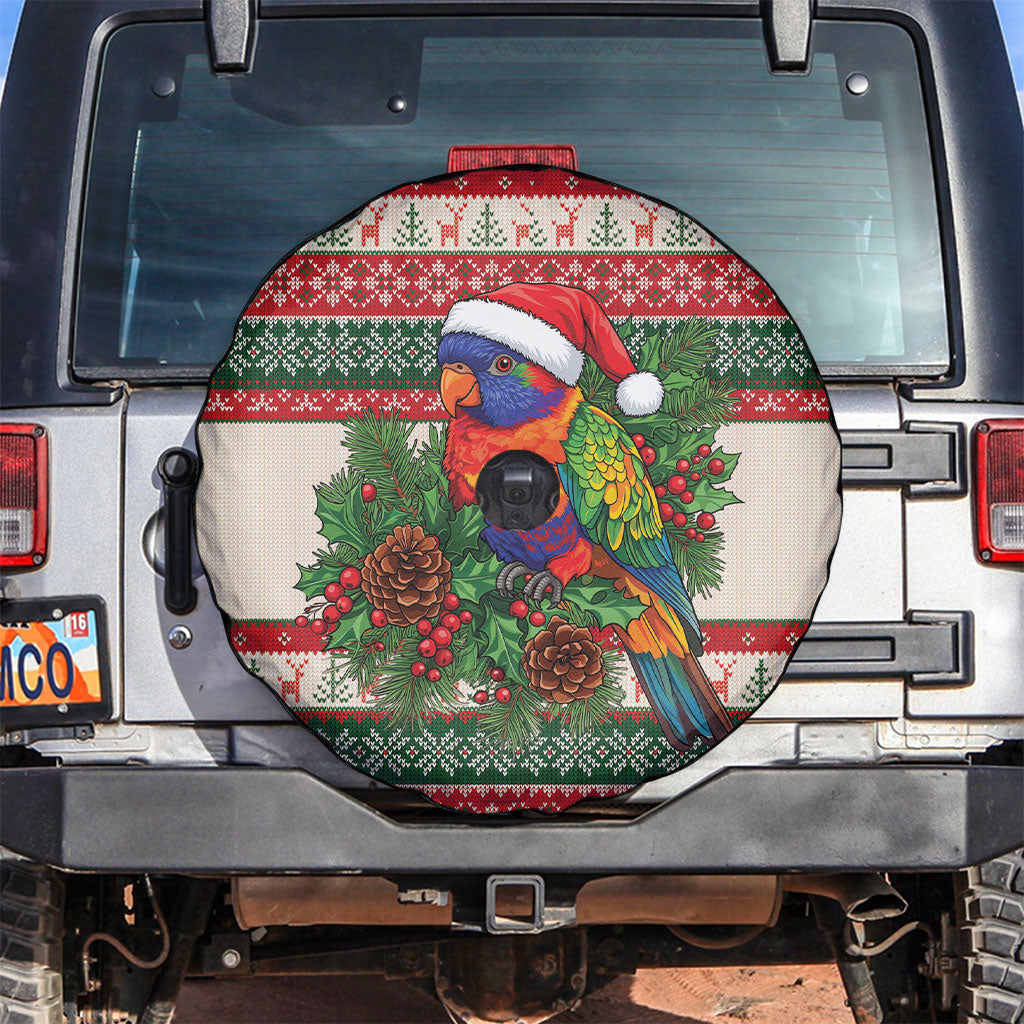 Aussie Rainbow Lorikeets Christmas Spare Tire Cover Festive Knitted Pattern Inspired