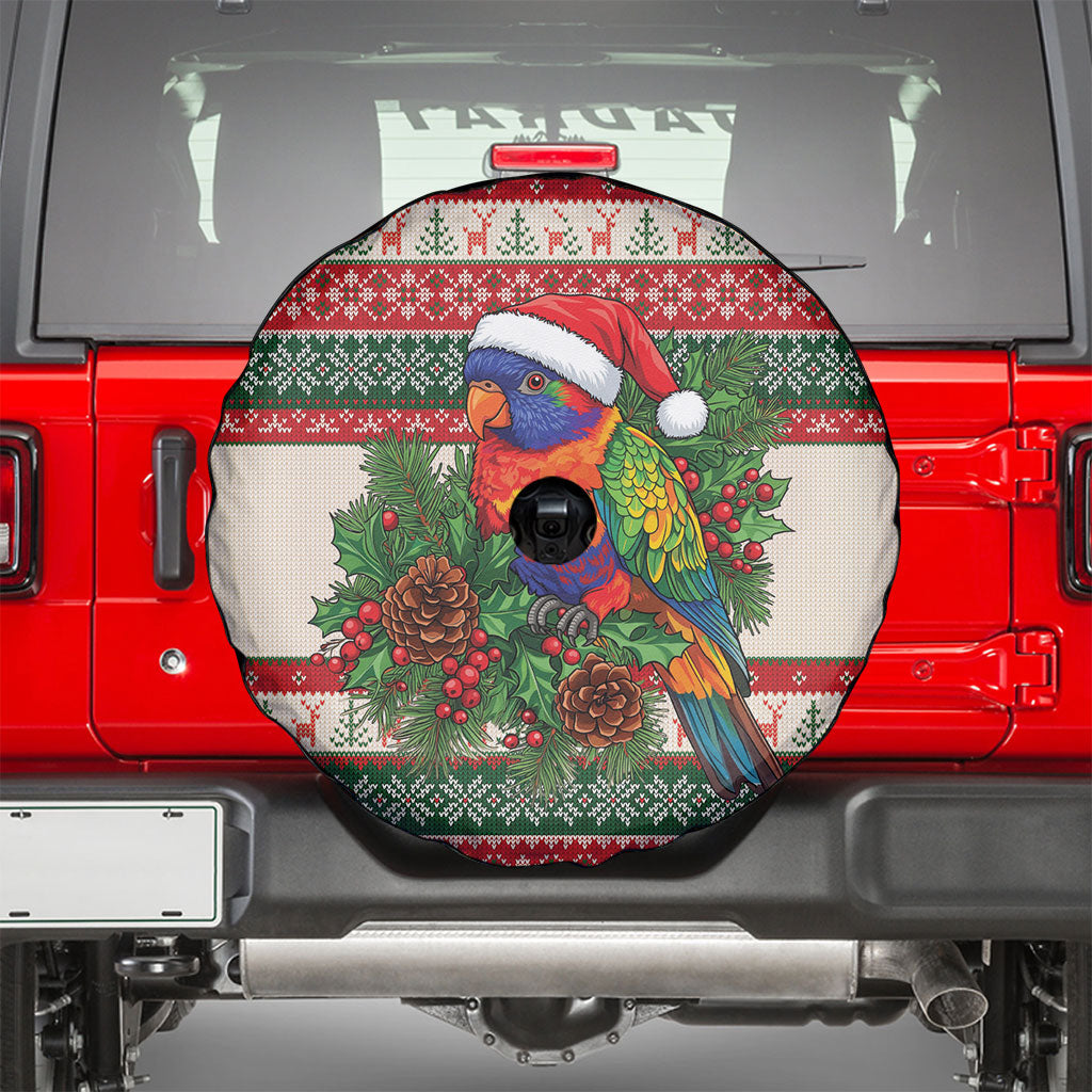 Aussie Rainbow Lorikeets Christmas Spare Tire Cover Festive Knitted Pattern Inspired