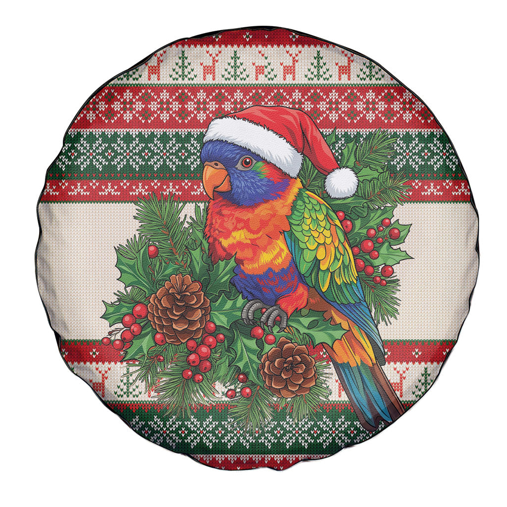 Aussie Rainbow Lorikeets Christmas Spare Tire Cover Festive Knitted Pattern Inspired