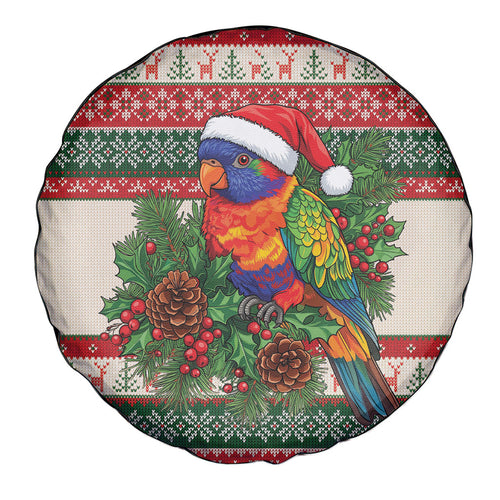 Aussie Rainbow Lorikeets Christmas Spare Tire Cover Festive Knitted Pattern Inspired