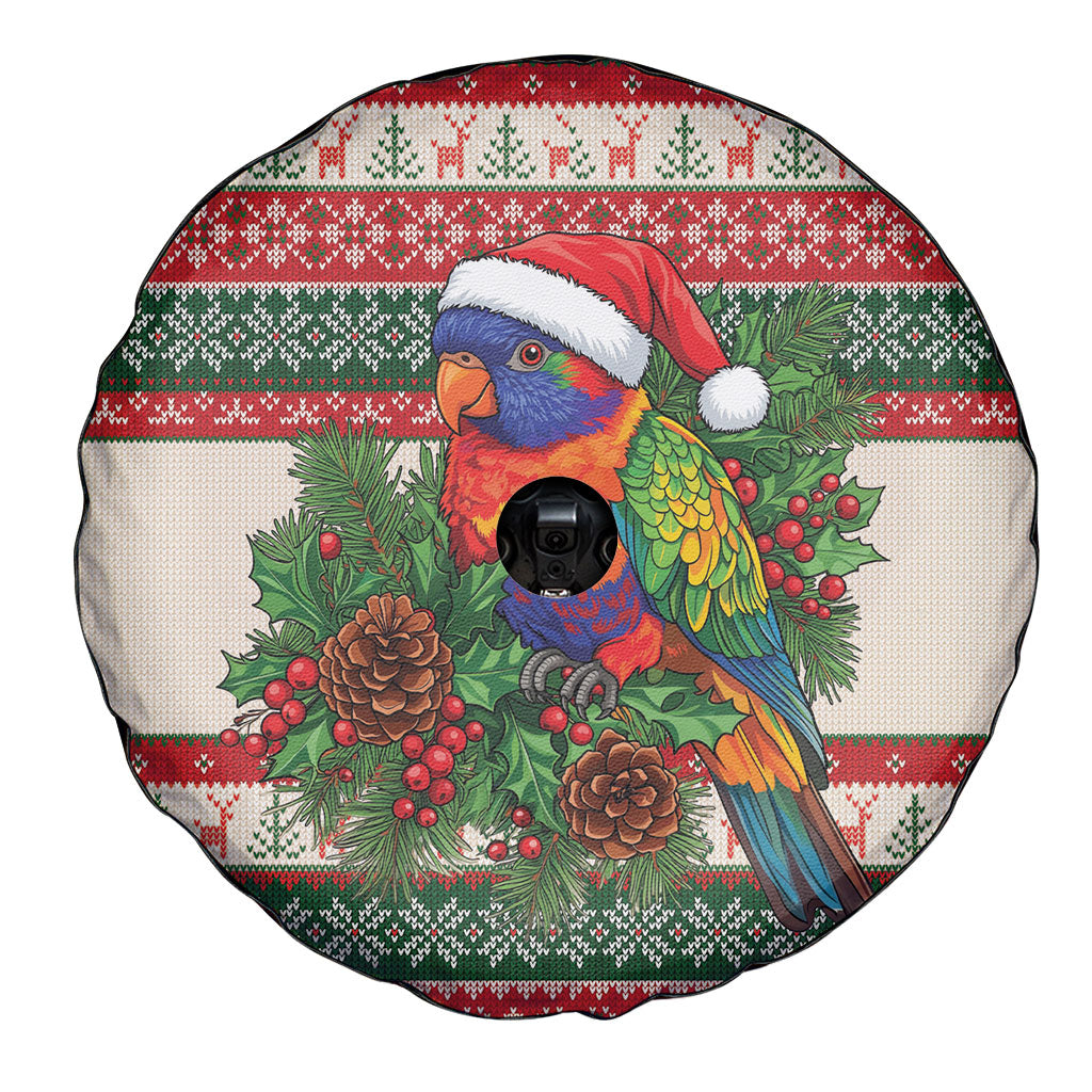 Aussie Rainbow Lorikeets Christmas Spare Tire Cover Festive Knitted Pattern Inspired