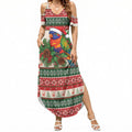 Aussie Rainbow Lorikeets Christmas Summer Maxi Dress Festive Knitted Pattern Inspired