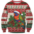 Aussie Rainbow Lorikeets Christmas Sweatshirt Festive Knitted Pattern Inspired