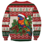 Aussie Rainbow Lorikeets Christmas Sweatshirt Festive Knitted Pattern Inspired