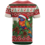 Aussie Rainbow Lorikeets Christmas T Shirt Festive Knitted Pattern Inspired