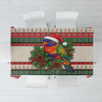 Aussie Rainbow Lorikeets Christmas Tablecloth Festive Knitted Pattern Inspired