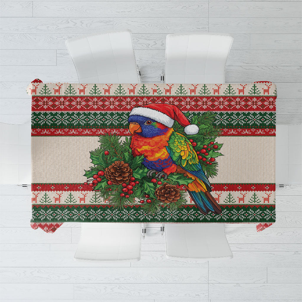 Aussie Rainbow Lorikeets Christmas Tablecloth Festive Knitted Pattern Inspired