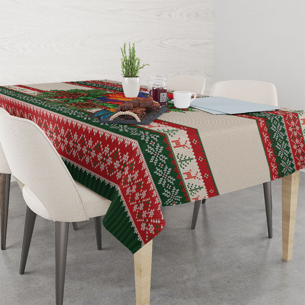 Aussie Rainbow Lorikeets Christmas Tablecloth Festive Knitted Pattern Inspired