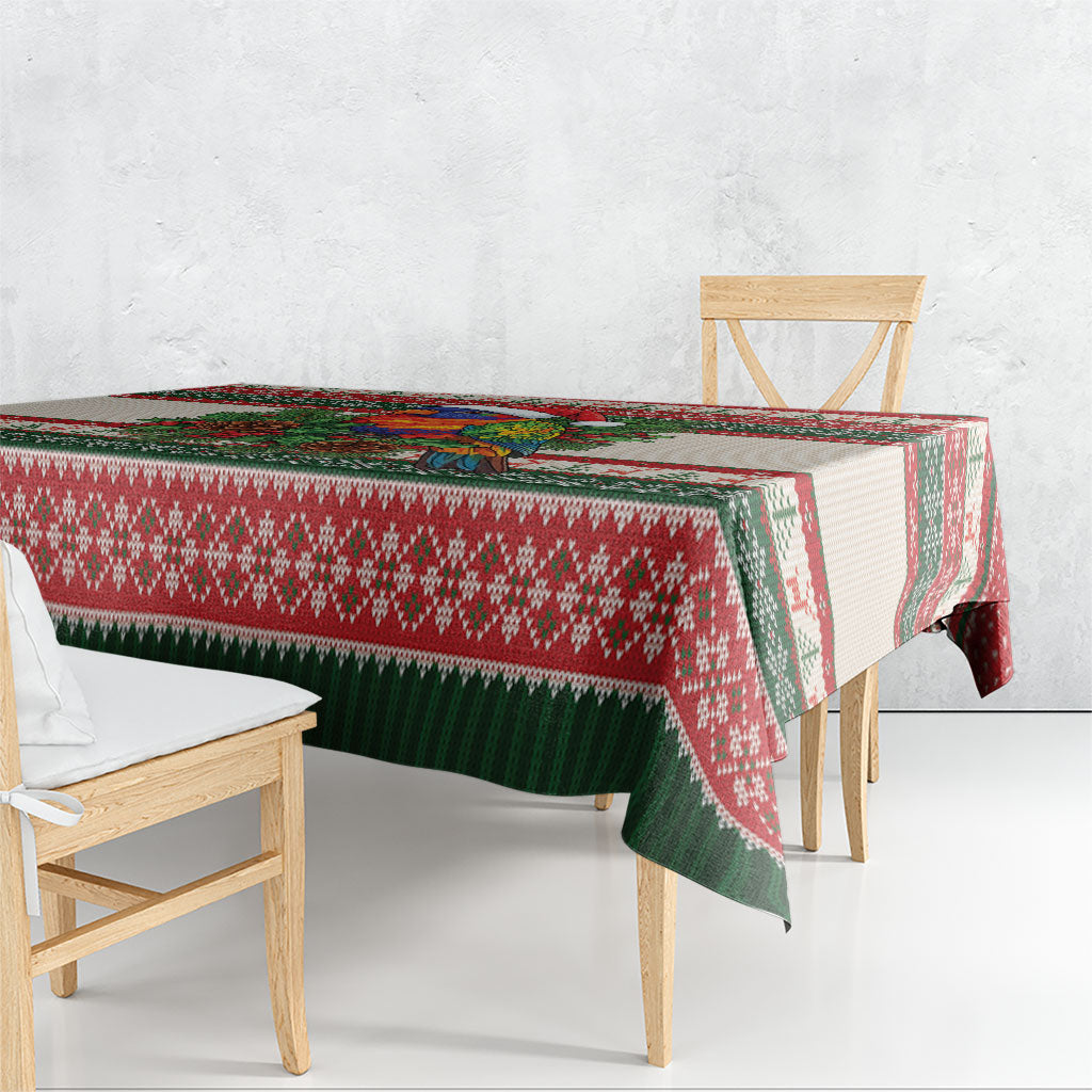 Aussie Rainbow Lorikeets Christmas Tablecloth Festive Knitted Pattern Inspired