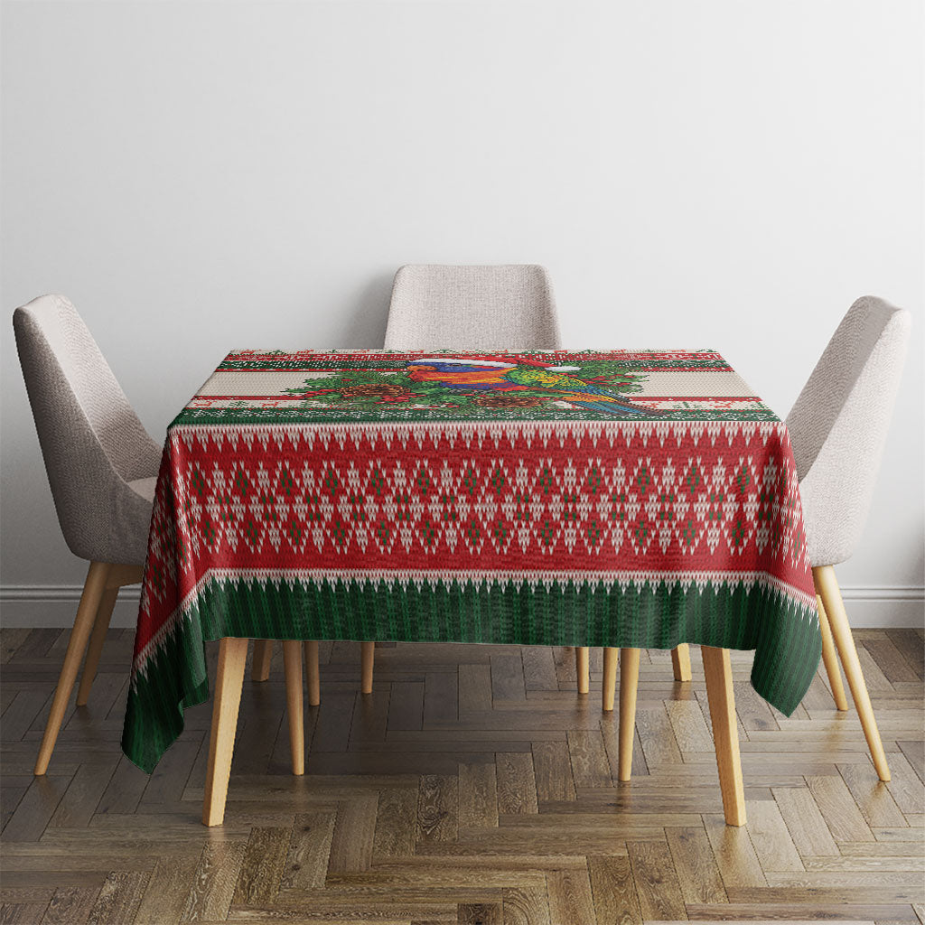 Aussie Rainbow Lorikeets Christmas Tablecloth Festive Knitted Pattern Inspired