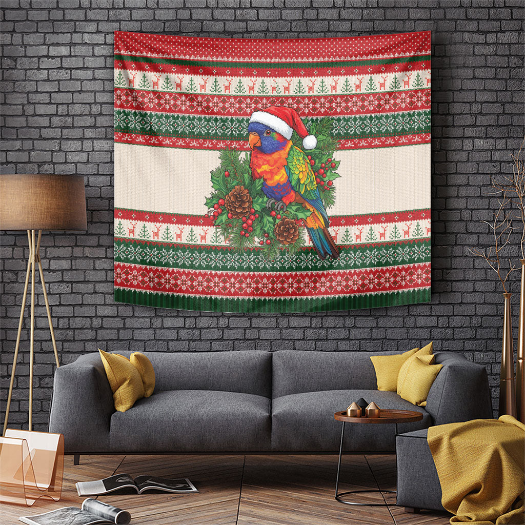 Aussie Rainbow Lorikeets Christmas Tapestry Festive Knitted Pattern Inspired