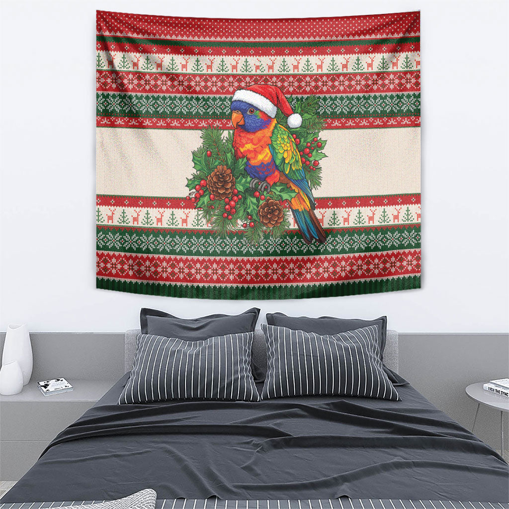 Aussie Rainbow Lorikeets Christmas Tapestry Festive Knitted Pattern Inspired