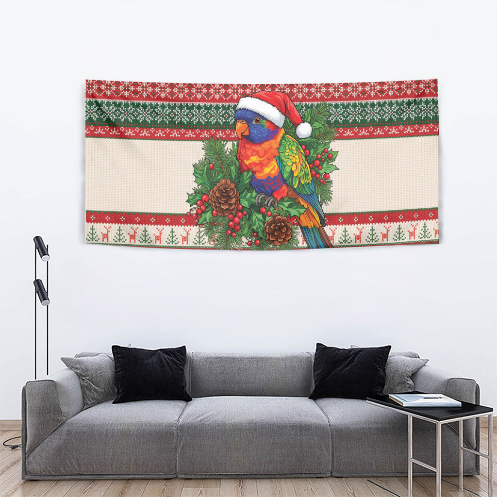 Aussie Rainbow Lorikeets Christmas Tapestry Festive Knitted Pattern Inspired